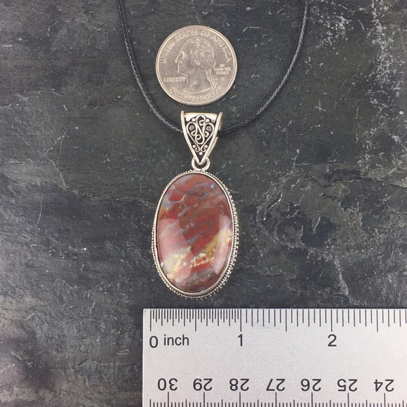 Moss Agate Stone Pendant Necklace - Picture 4 of 6